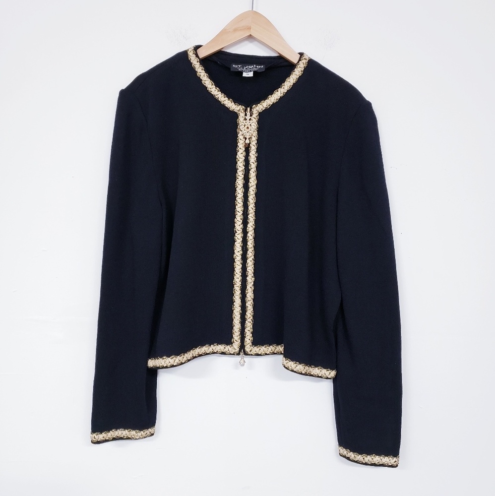 St. John Black Sweater with Gold Trim
